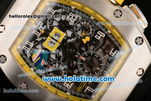 Richard Mille Felipe Massa Flyback Chrono Swiss Valjoux 7750 Automatic Steel Case with White Markers Black Rubber Bracelet and Numeral Markers - Click Image to Close